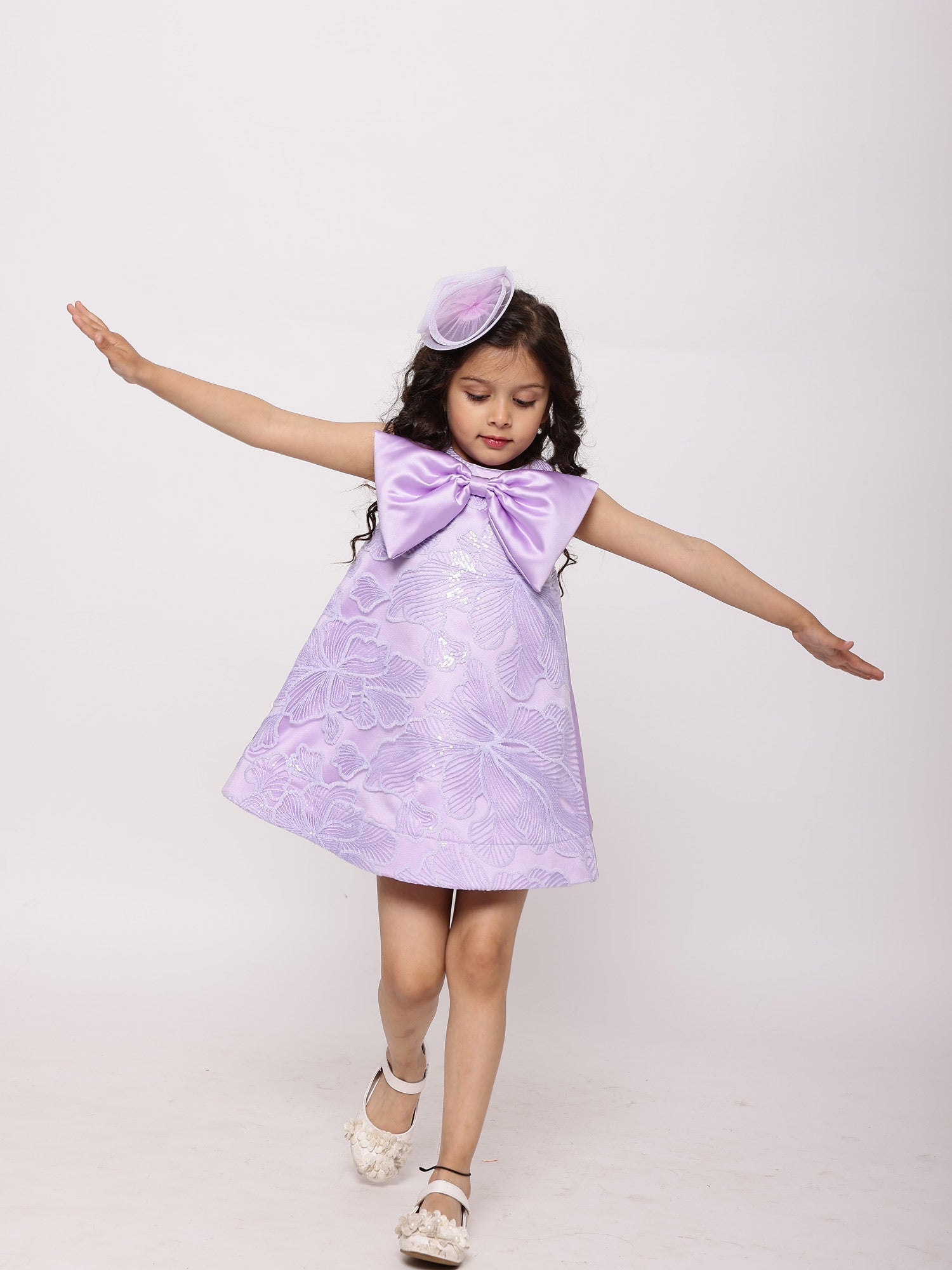 JANYAS CLOSET Elegant Lilac Butterfly Dress