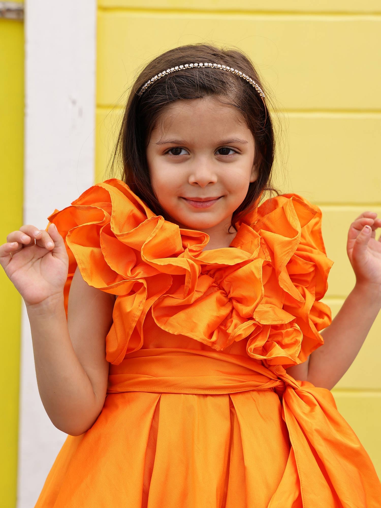 Sample Orange Ruffled Prom Party Girl Dress
