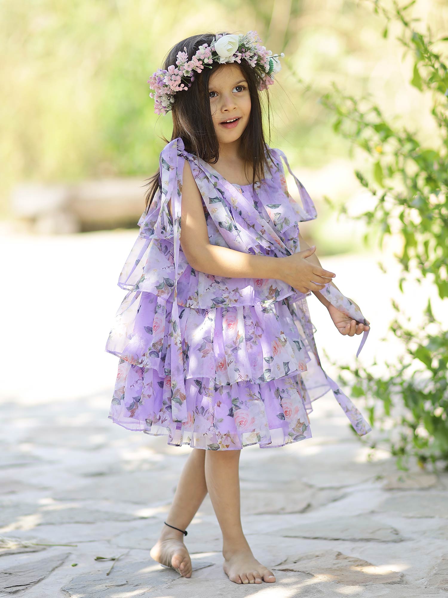 Printed Floral Lavender Party Dress