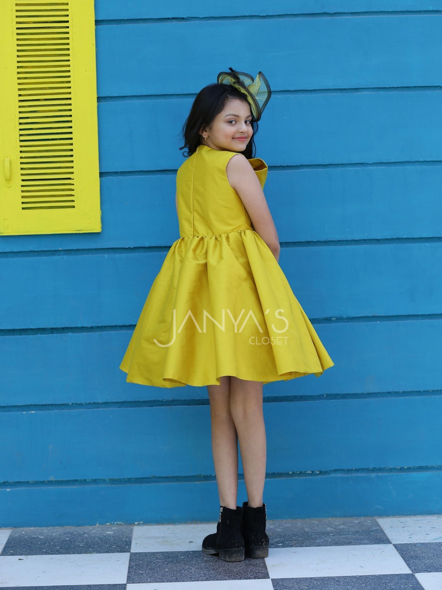 Yellow Taffeta Bow Dress