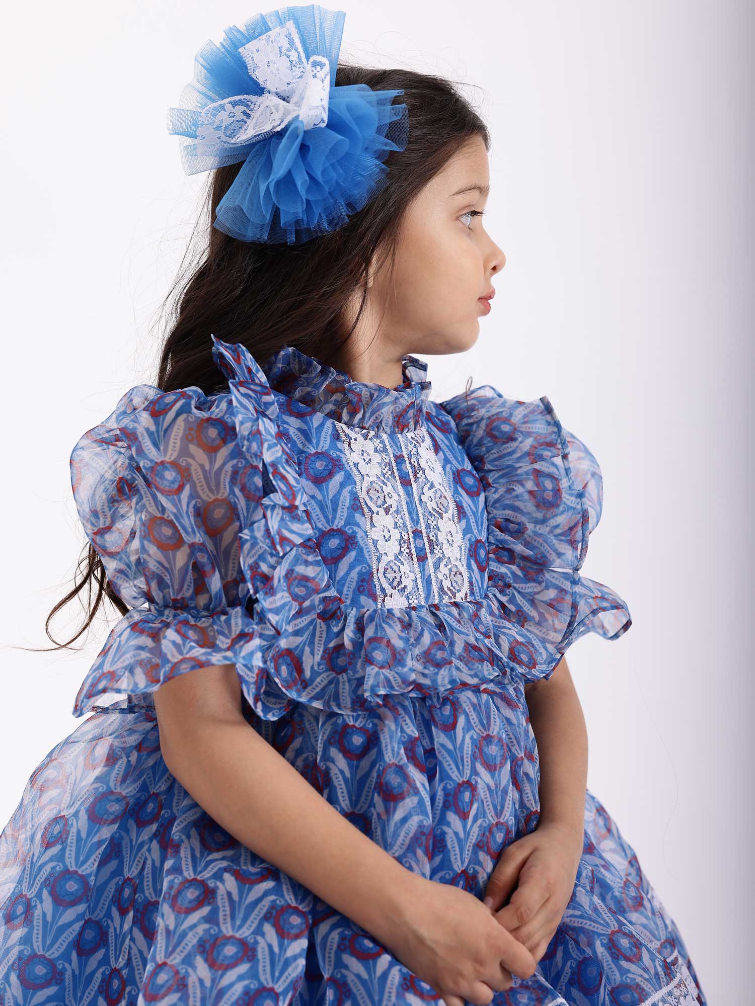 JANYAS CLOSET Blue Vintage Sienna Party Dress With Hair Pin *