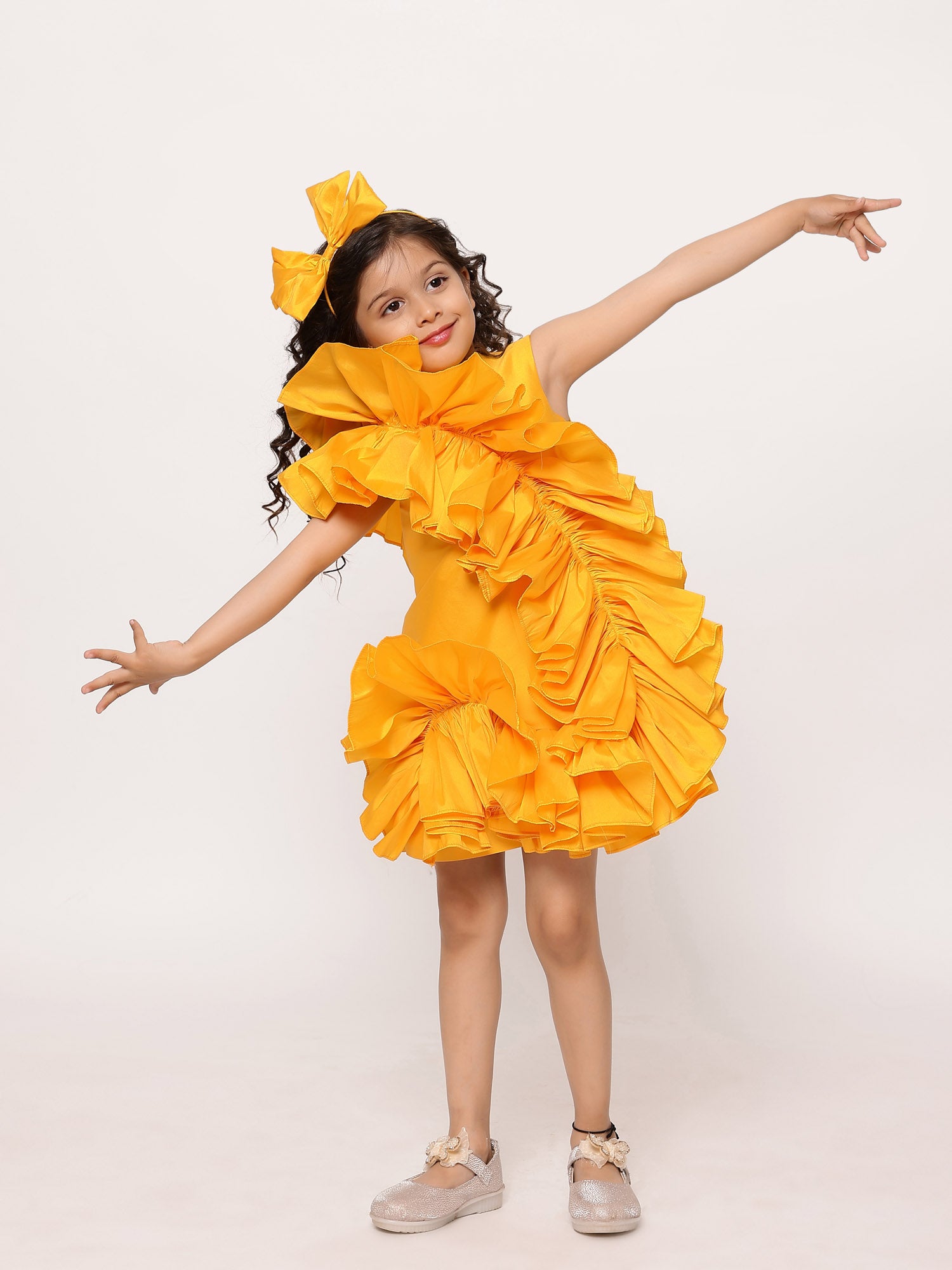 JANYAS CLOSET Yellow Sunshine Ruffled Twirl Dress