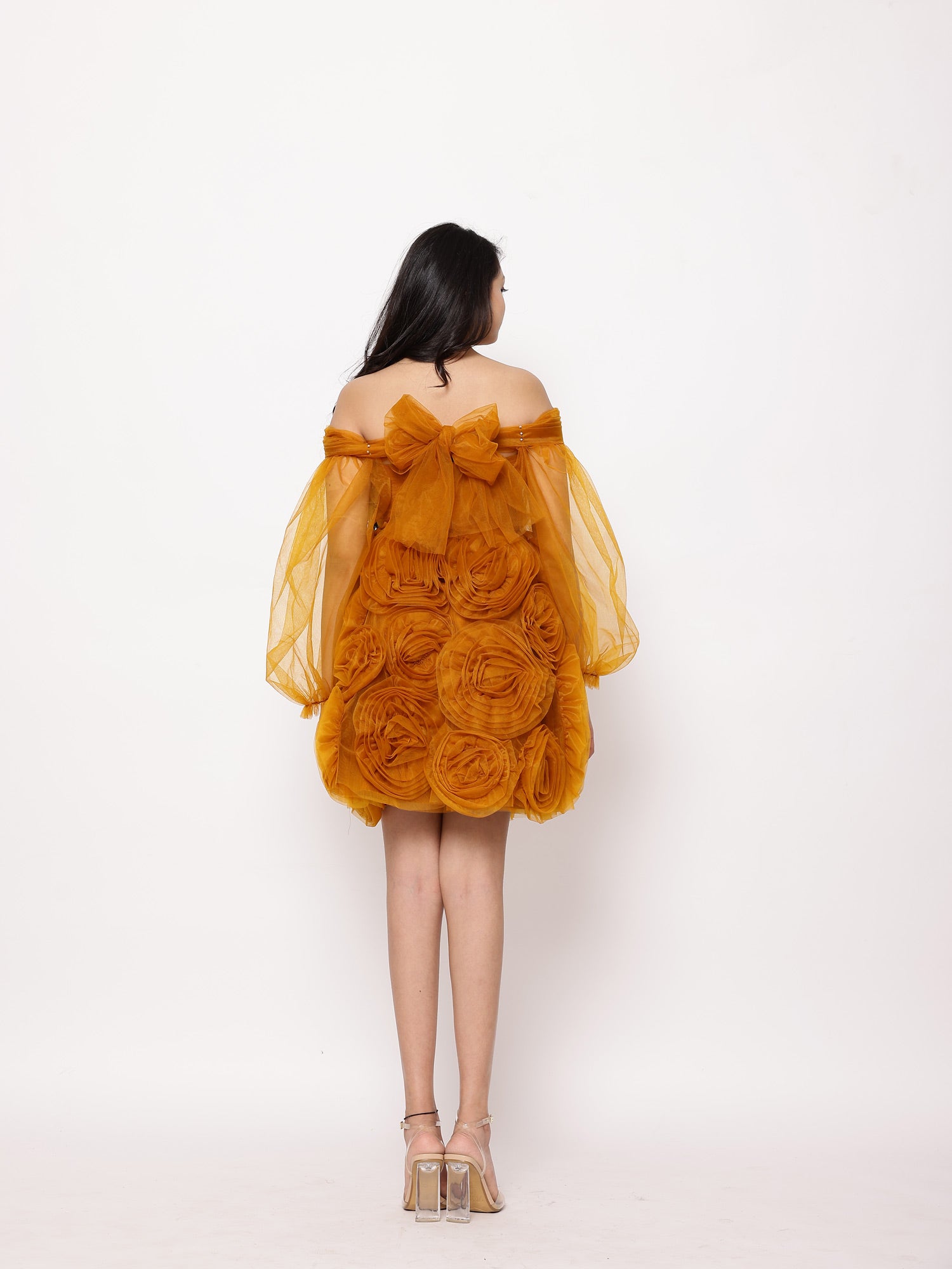 Janyas Closet Teens Orange Floral Texture Cocktail Dress