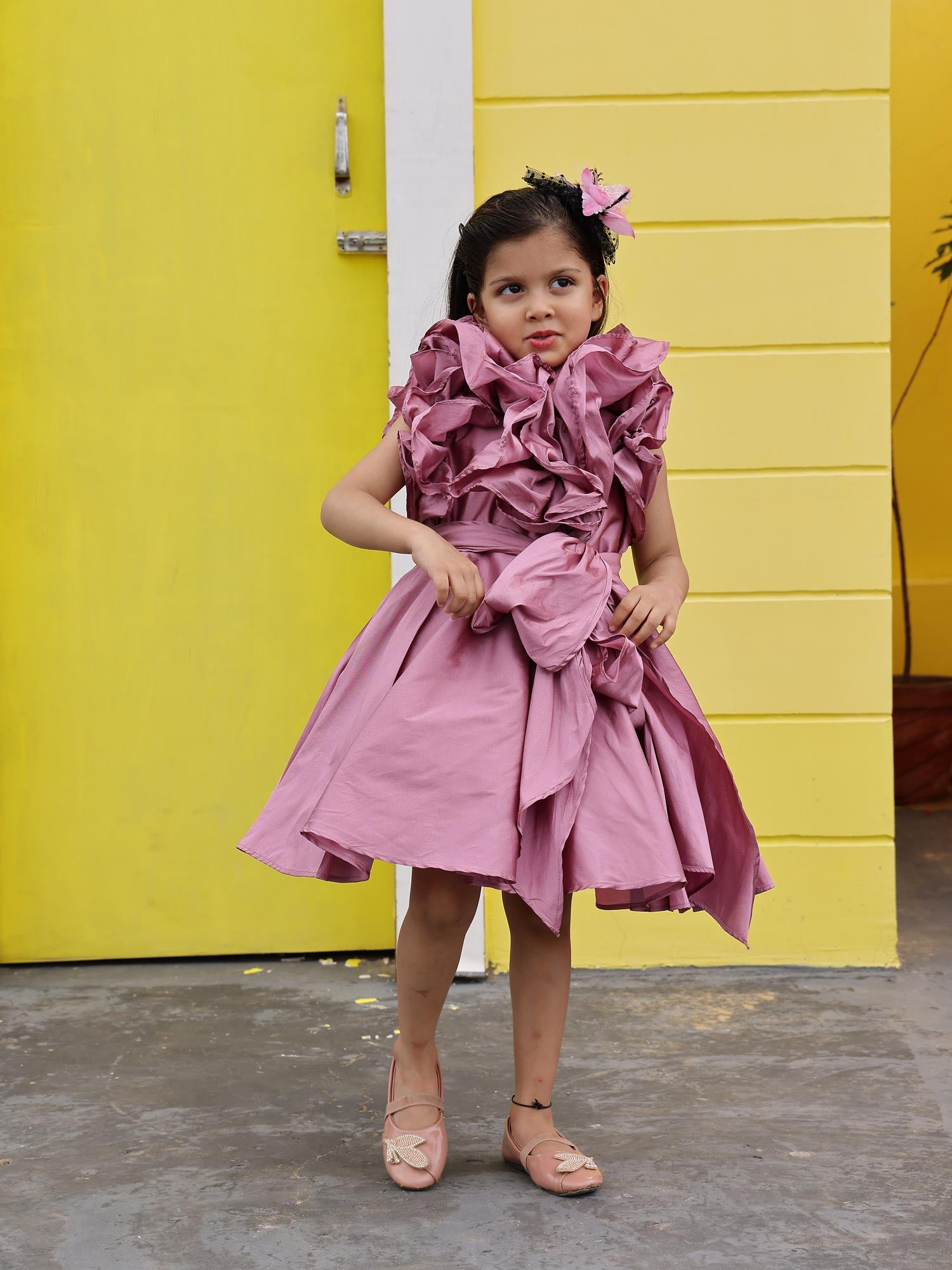 Pre- Order: Orchid Mauve Ruffled Prom Party Girl Dress