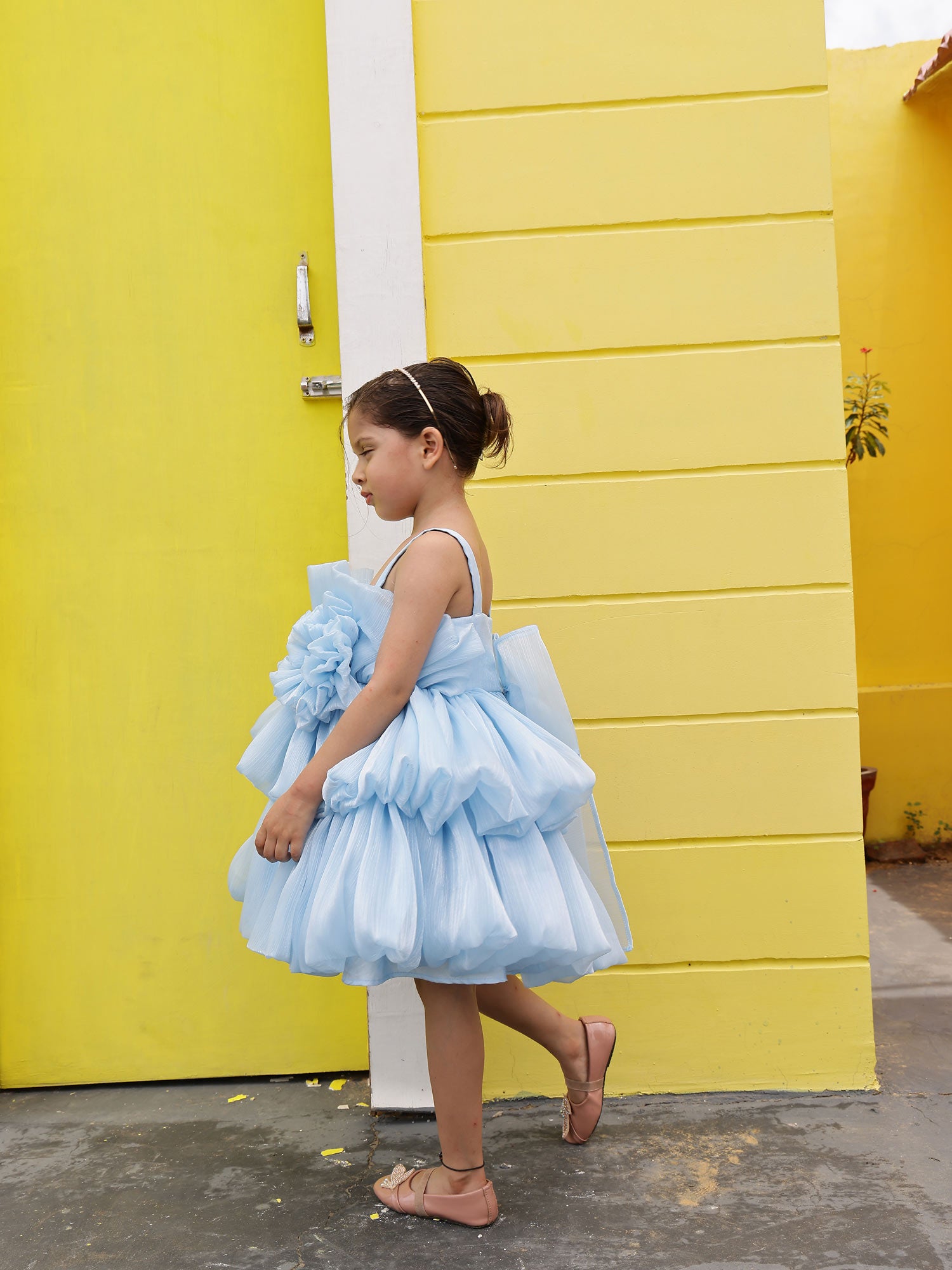Pre-order: Ice Blue Princess Tiered Dress with Hair Accessory