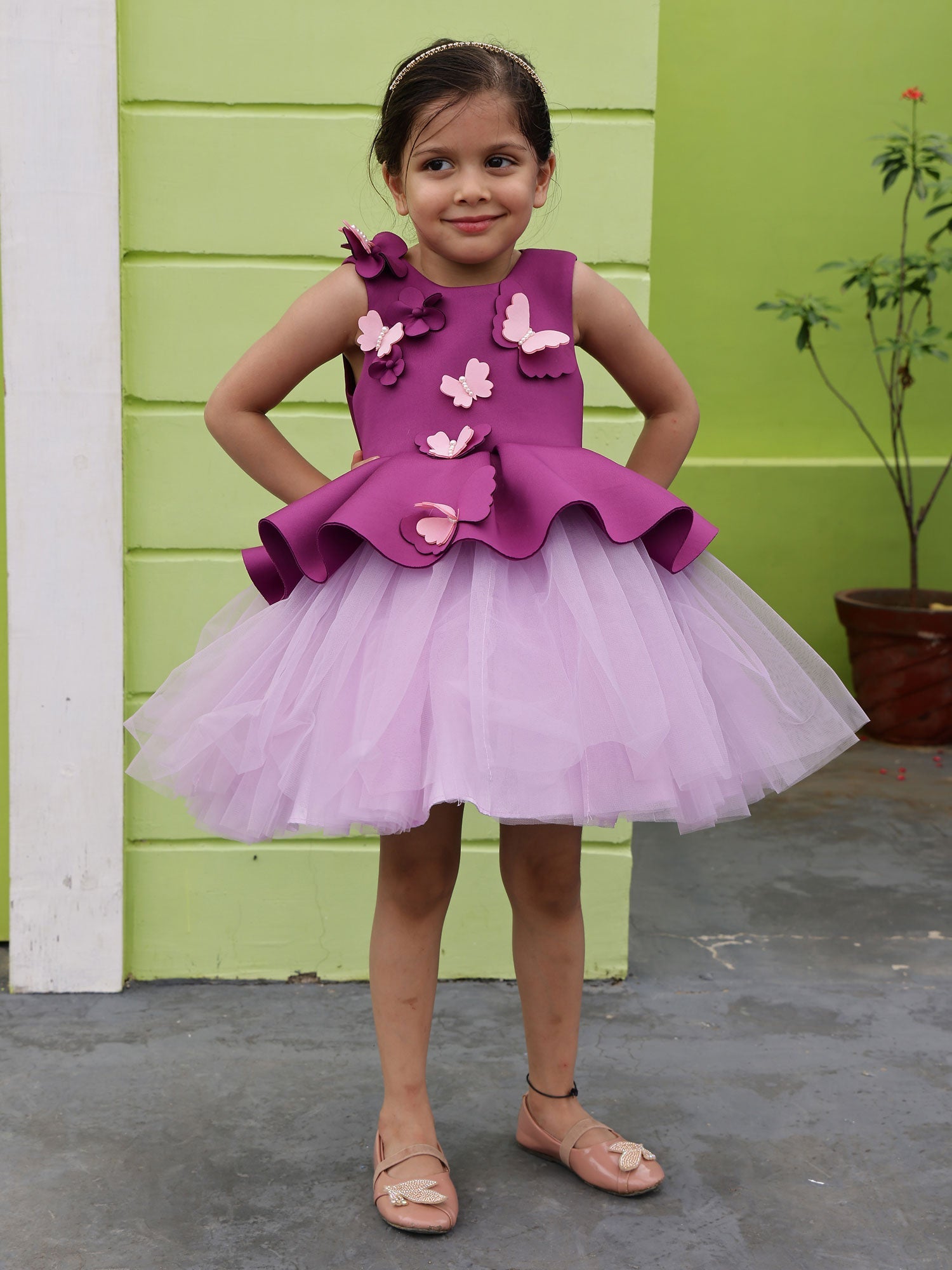 Sample Butterfly Party Wear Peplum Dress