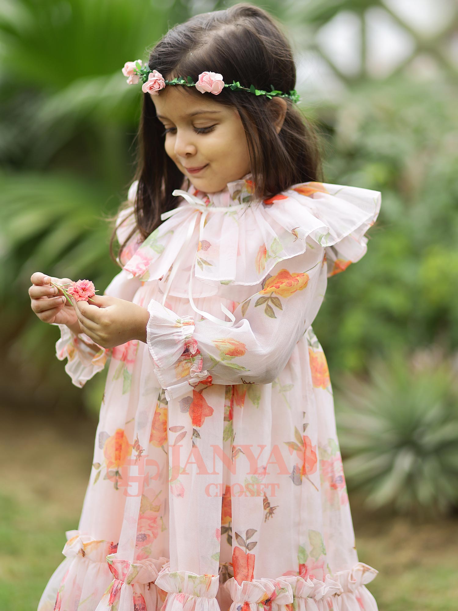 Pre Order : Dolce Floral Digital Print Party Dress For Girls