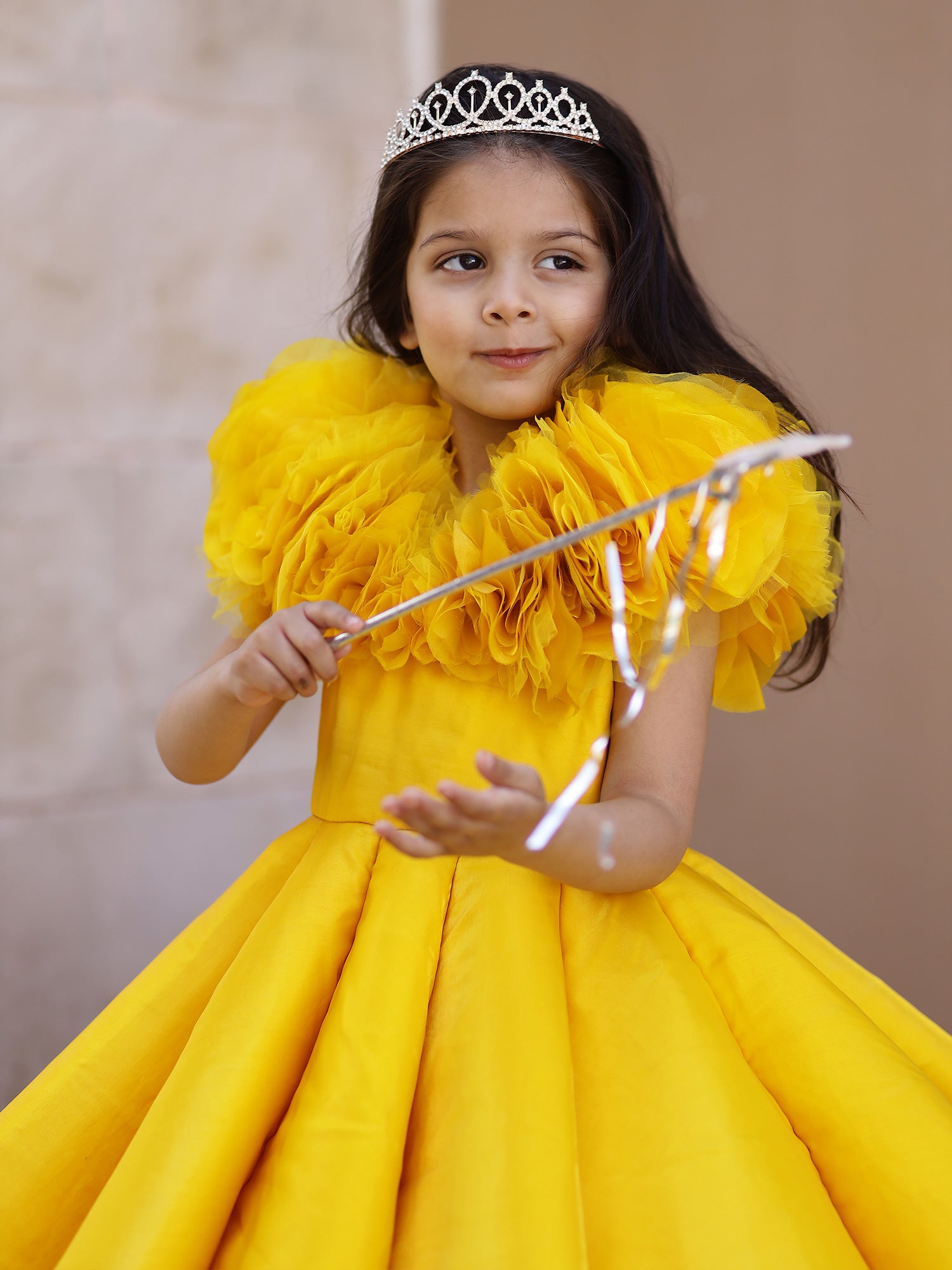 Pre Order : Yellow Couture Gown With Hair Accessory