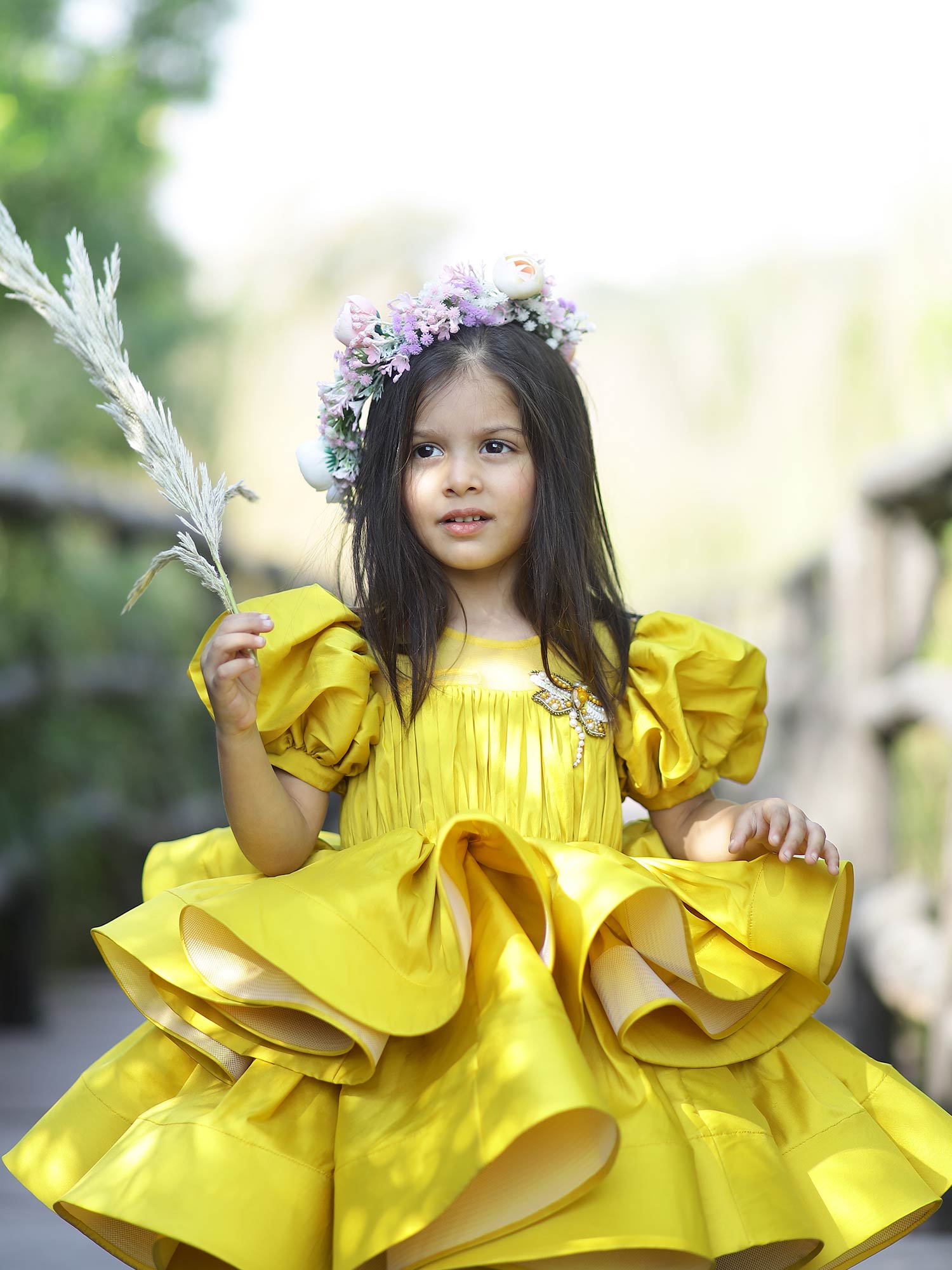 Yellow Zendaya Birthday Party Dress With Hiar Pin