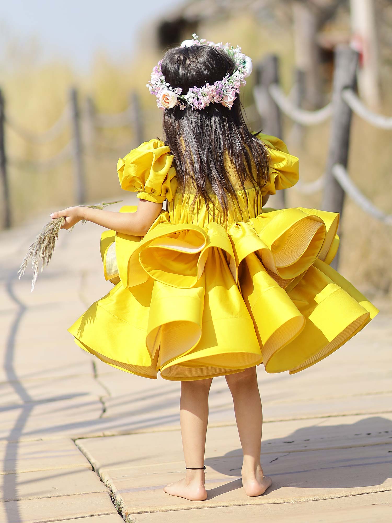Pre Order : Yellow Zendaya Birthday Party Dress With Hiar Pin