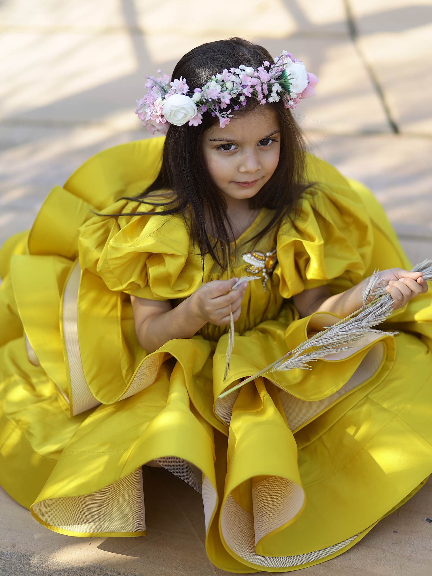 Yellow Zendaya Birthday Party Dress With Hiar Pin