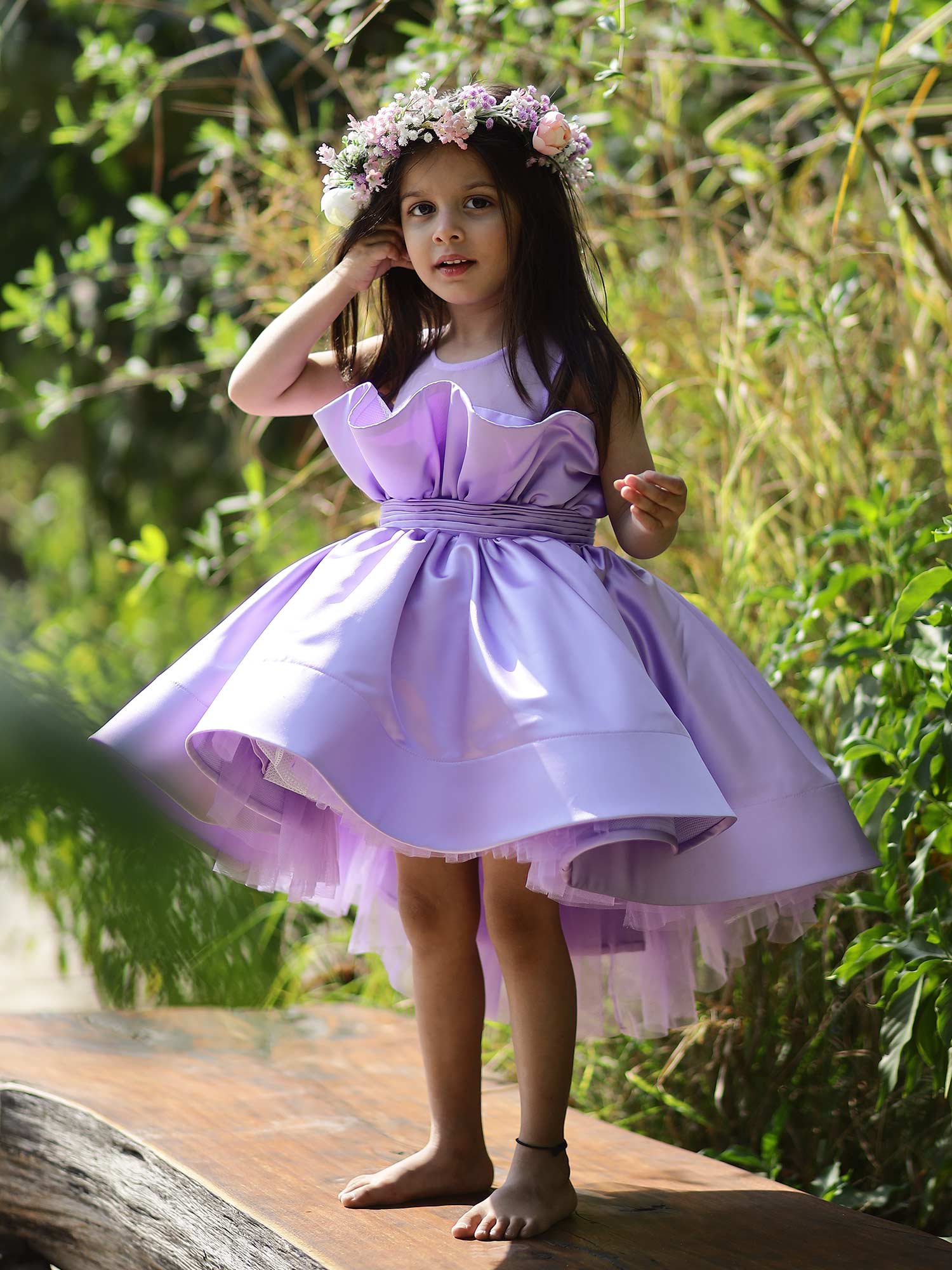 Lavender High -Low Kim Party Dress With Hair Pin