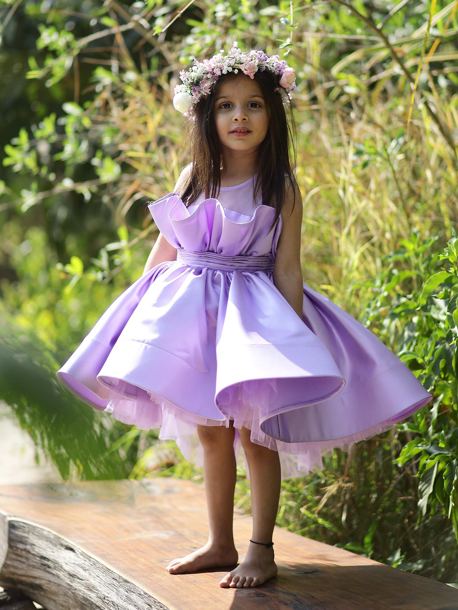 Lavender High -Low Kim Party Dress With Hair Pin