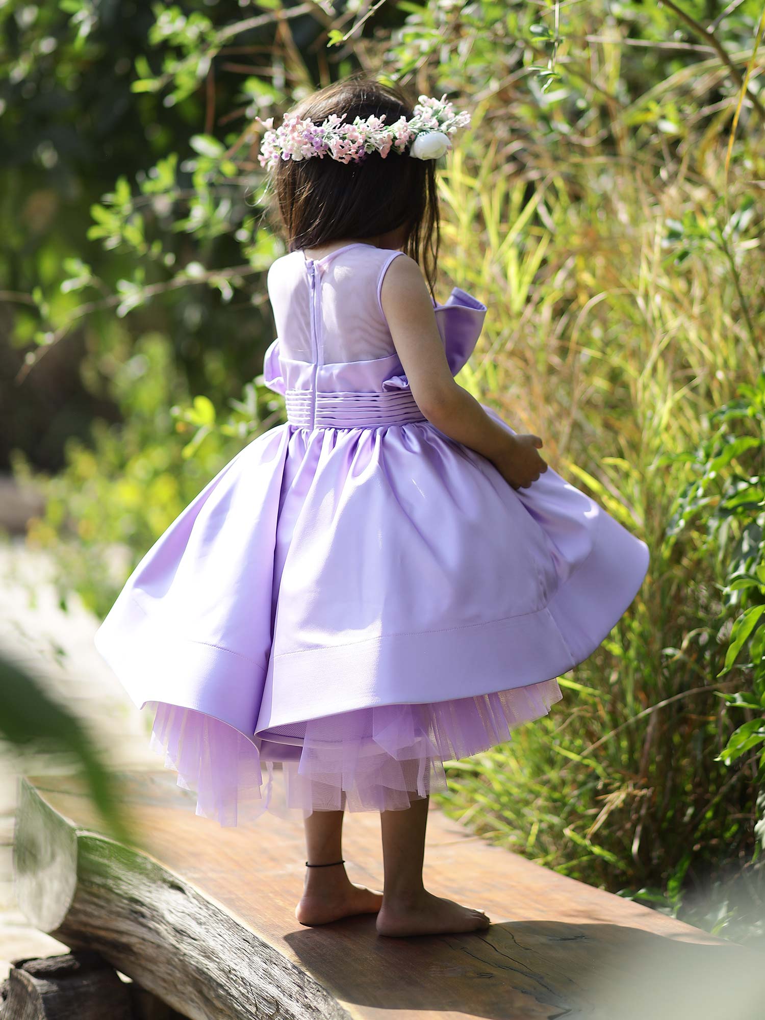 Pre Order : Lavender High -Low Kim Party Dress With Hair Pin