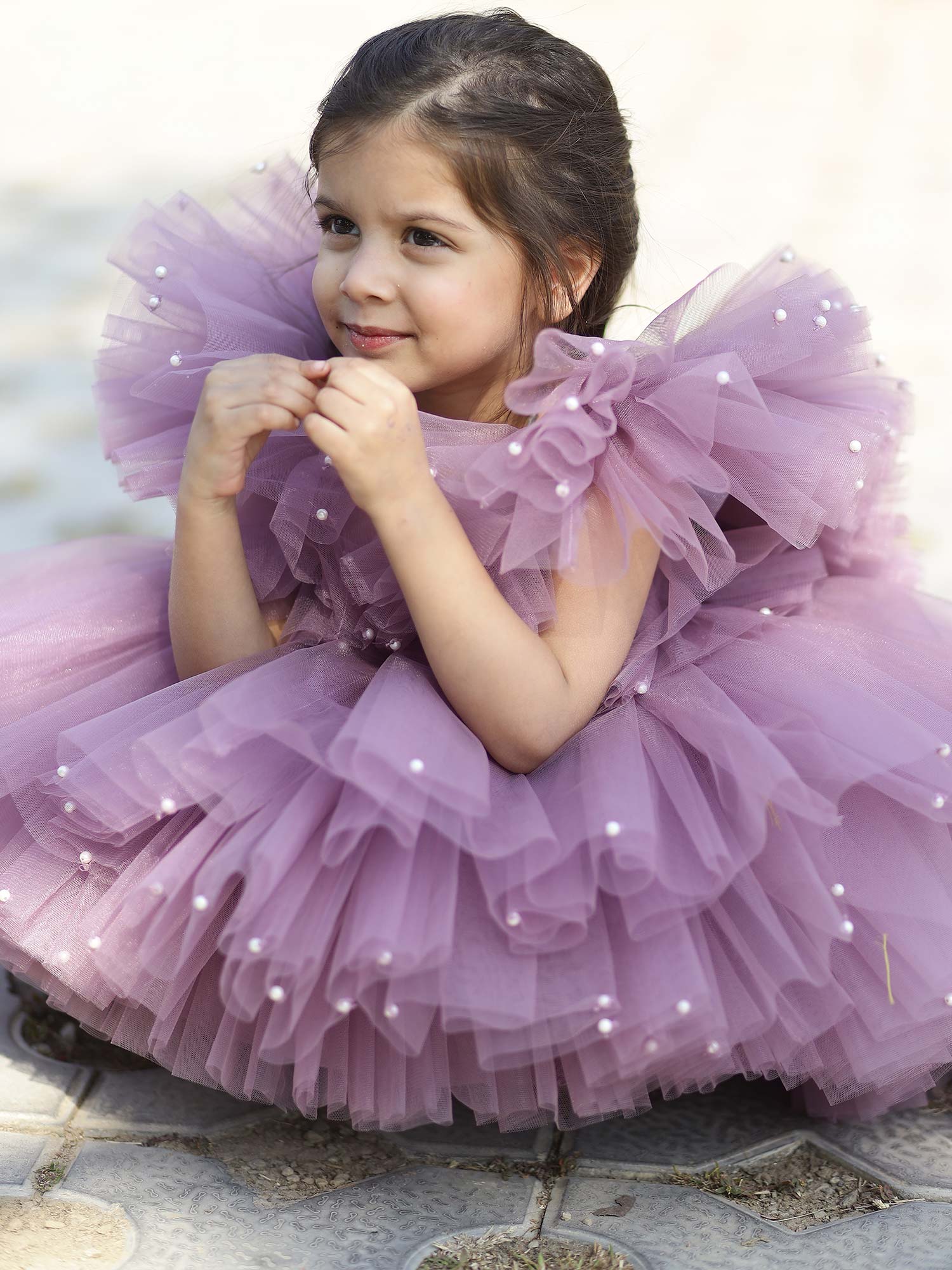 Princess Khloe Birthday Dress With Pearls And Hair Pin