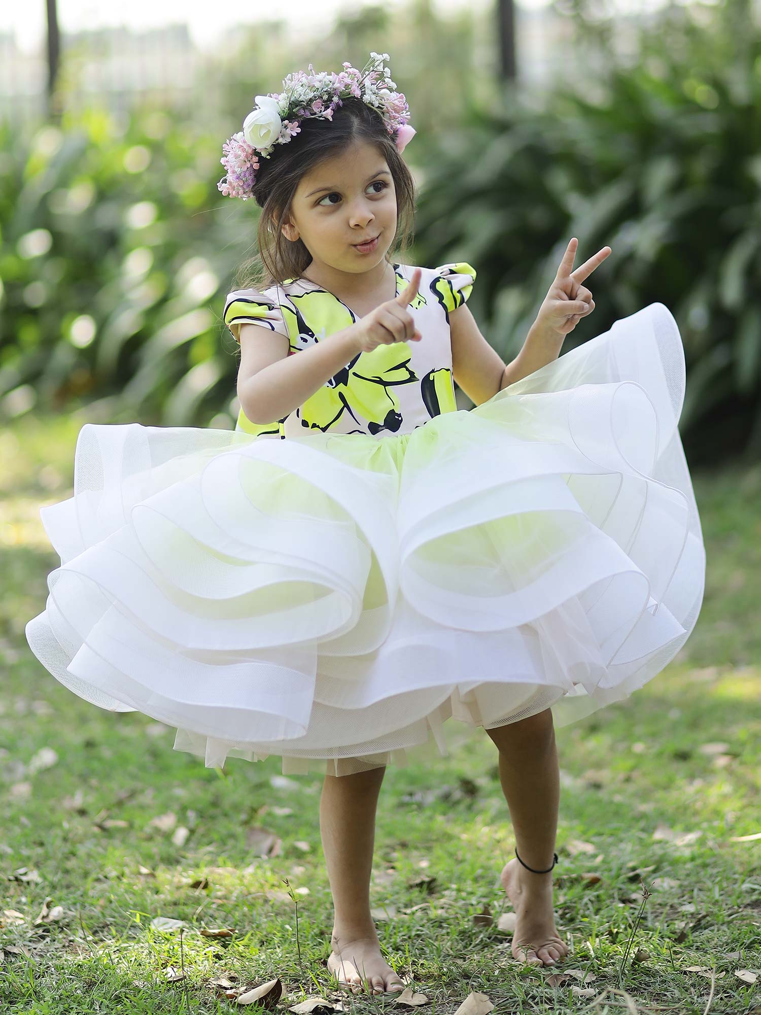 Pre Order : Flower Girl Birthday Party Dress With Hair Pin