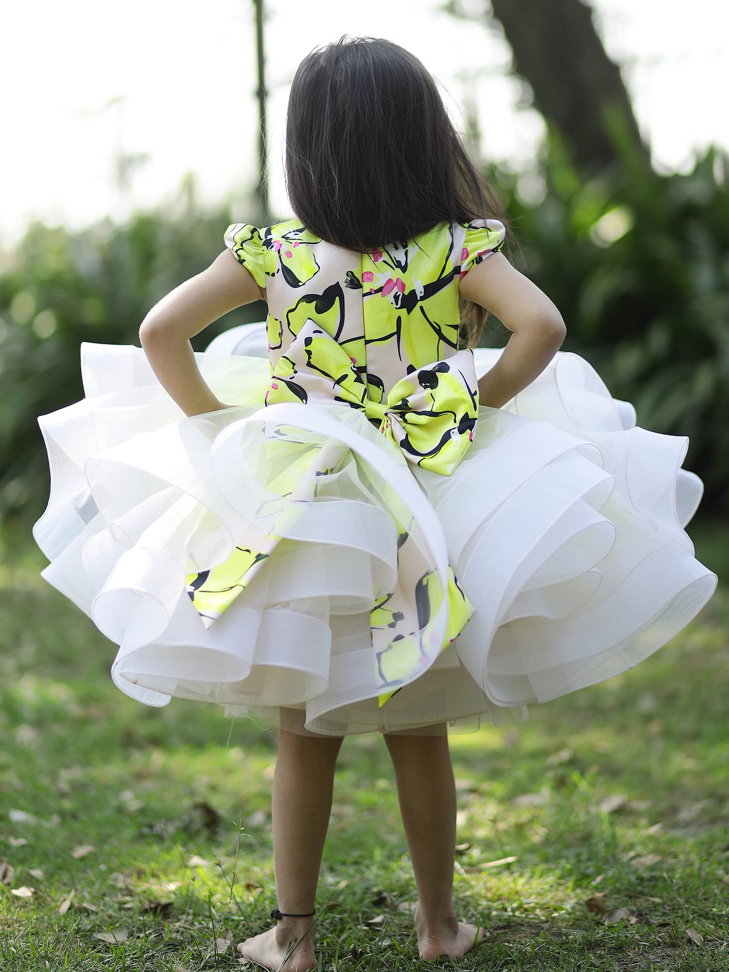 Pre Order : Flower Girl Birthday Party Dress With Hair Pin