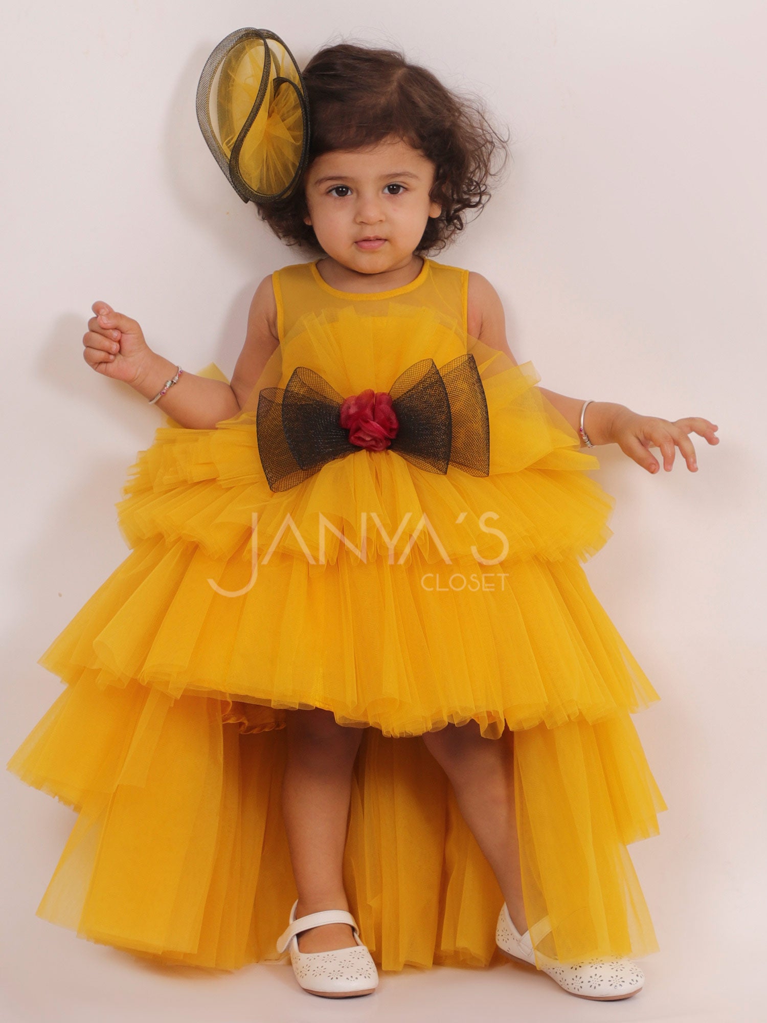 Pre order : Yellow Jessica High- Low Gown With Hair Aceessory