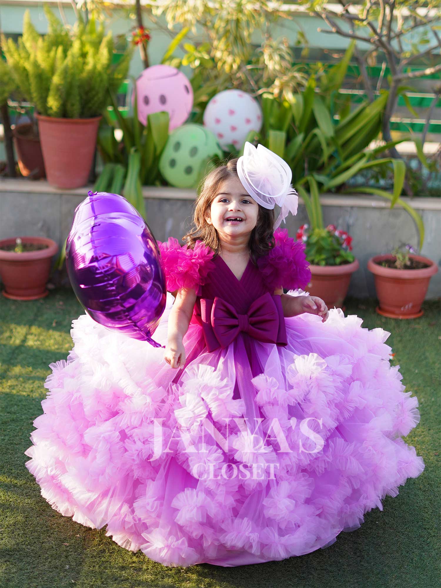 Pre Order: Enchanted Ombre Frilled Gown With Hair Pin
