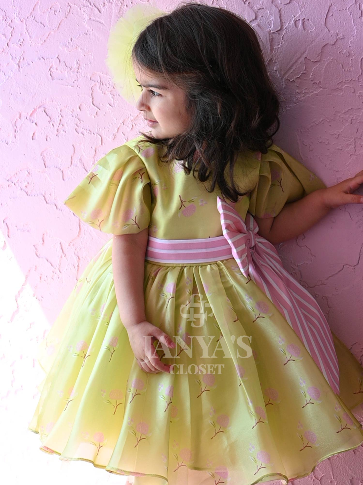 Pre Order - Color Me Happy Dress With Hair Pin ( Green Floral )