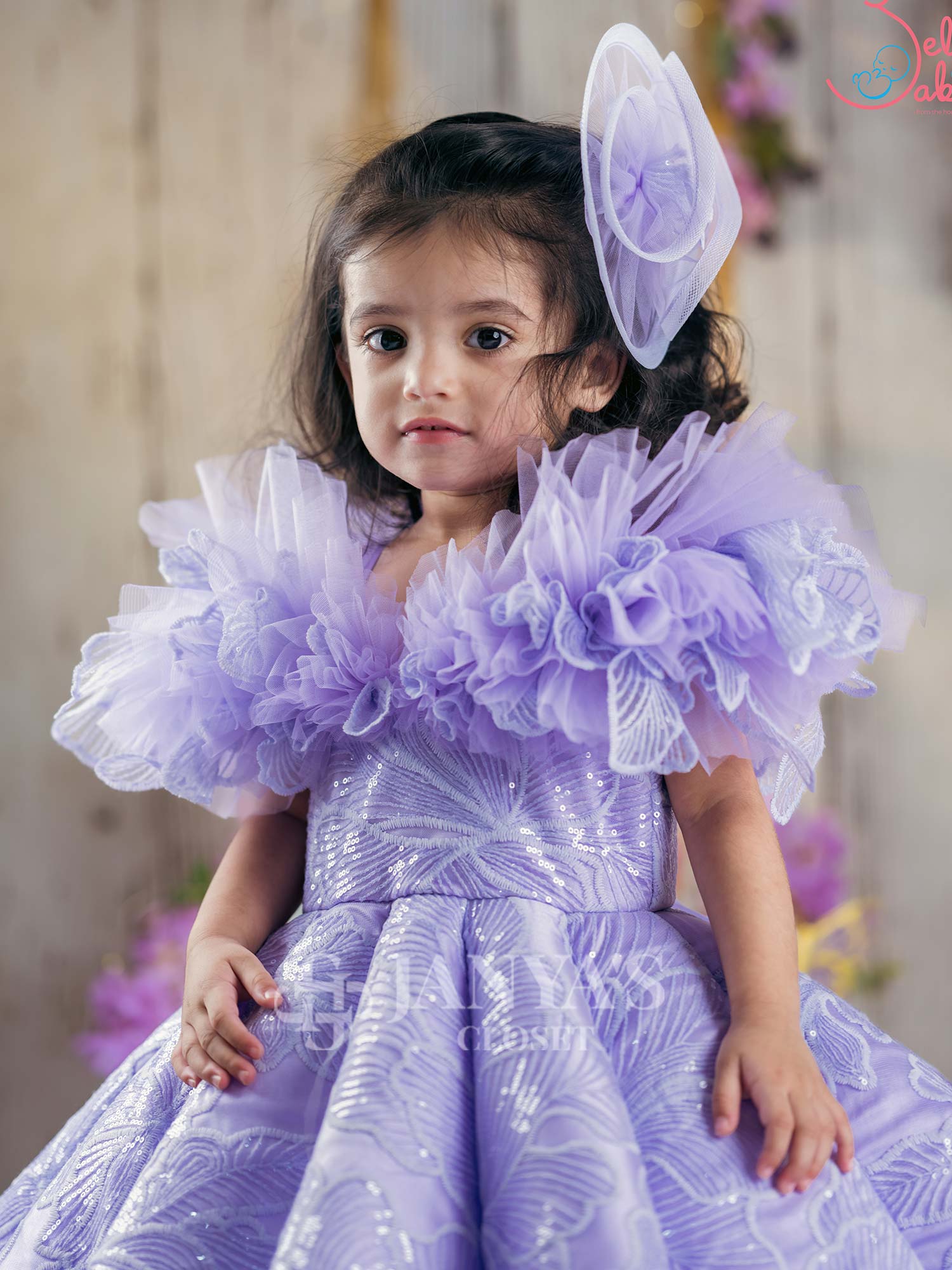 Pre Order: Whimsical Lavender Flower Gown With Hair Pin