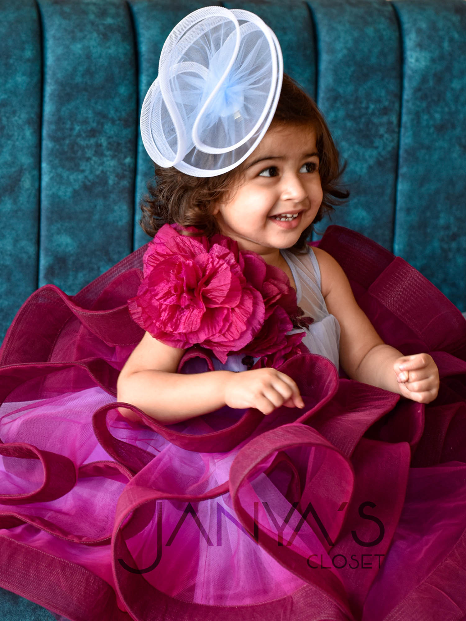 Pre Order: Princess Blue Shaded Gown With Hair Accessory