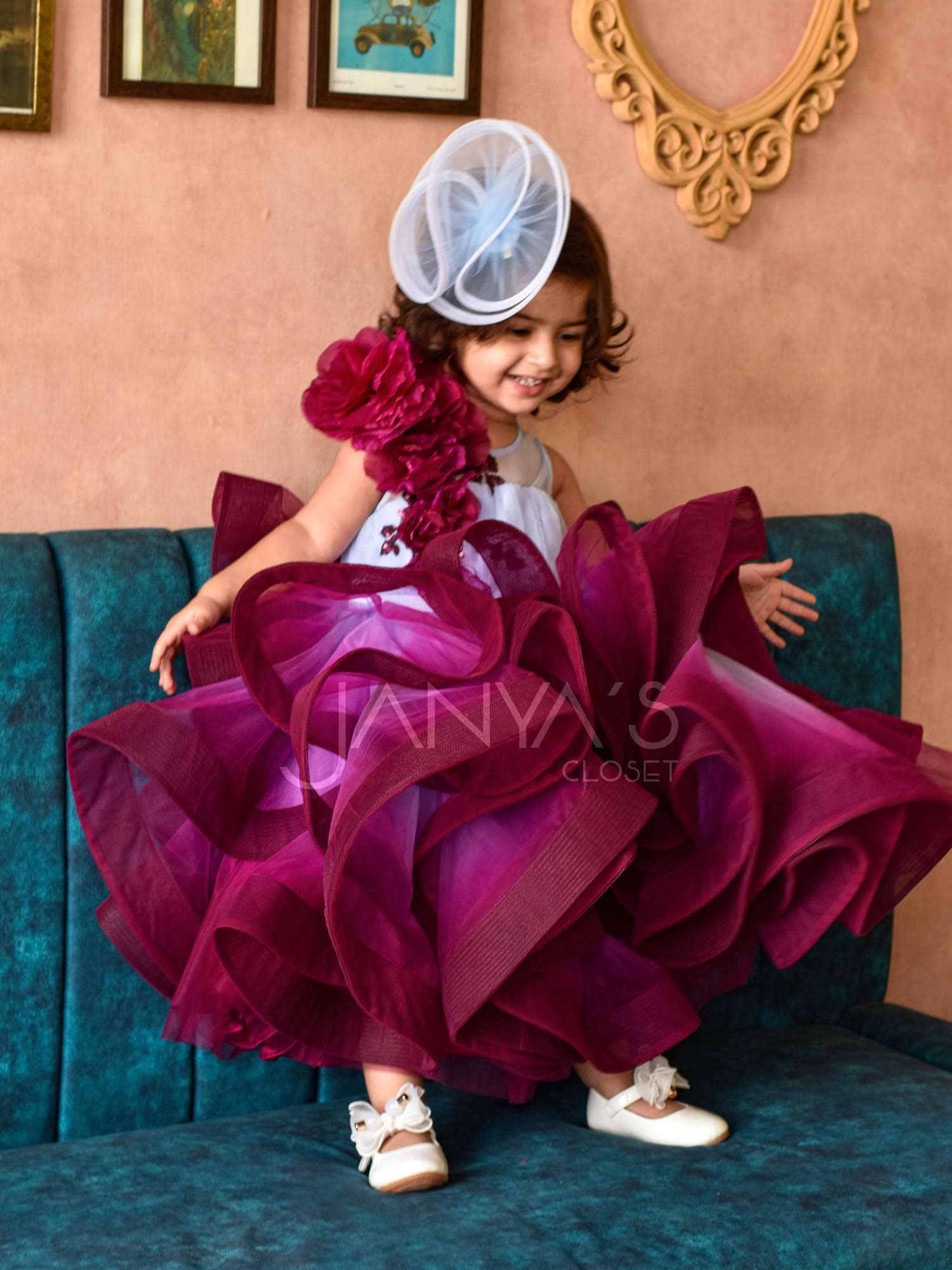 Pre Order: Princess Blue Shaded Gown With Hair Accessory