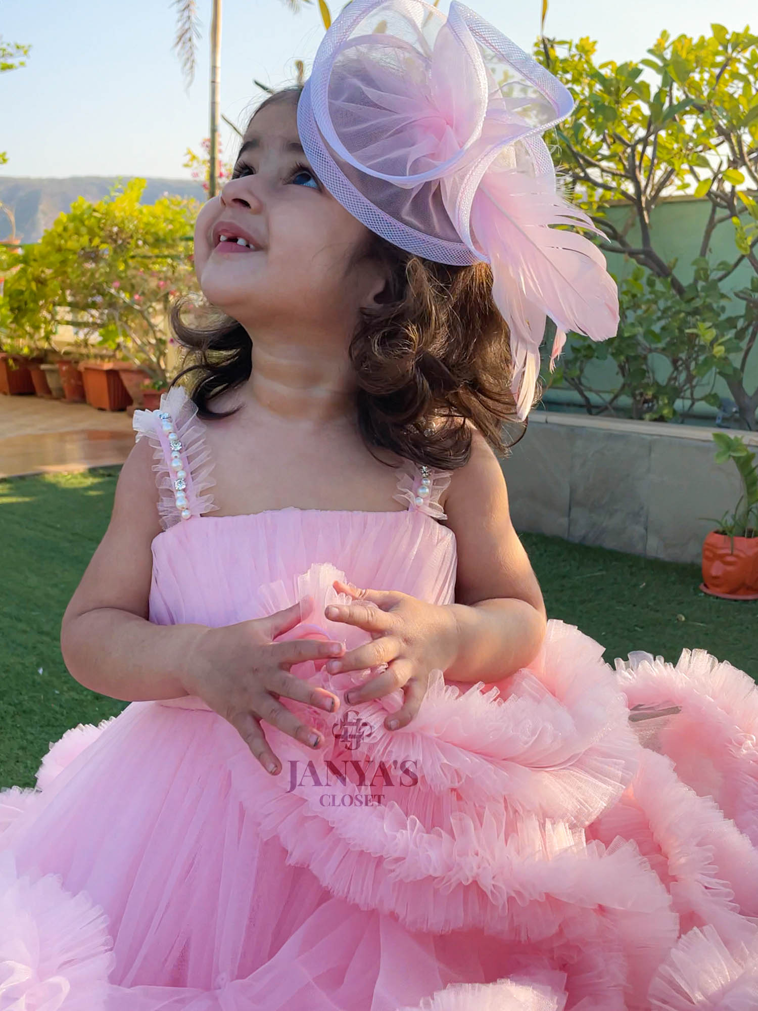 Pre Order : Perfect Frilled Ball Gown With Hair Pin